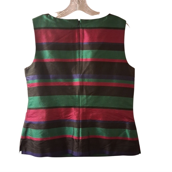 EUC Talbots S. 12 Sleeveless‎ Shimmer Top 100% Silk Multicolor Work Tank Women - Picture 2 of 6